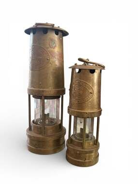 Pair of Weems & Plath Vintage Brass Yacht Oil  Lamps / Miner's Style Lanterns